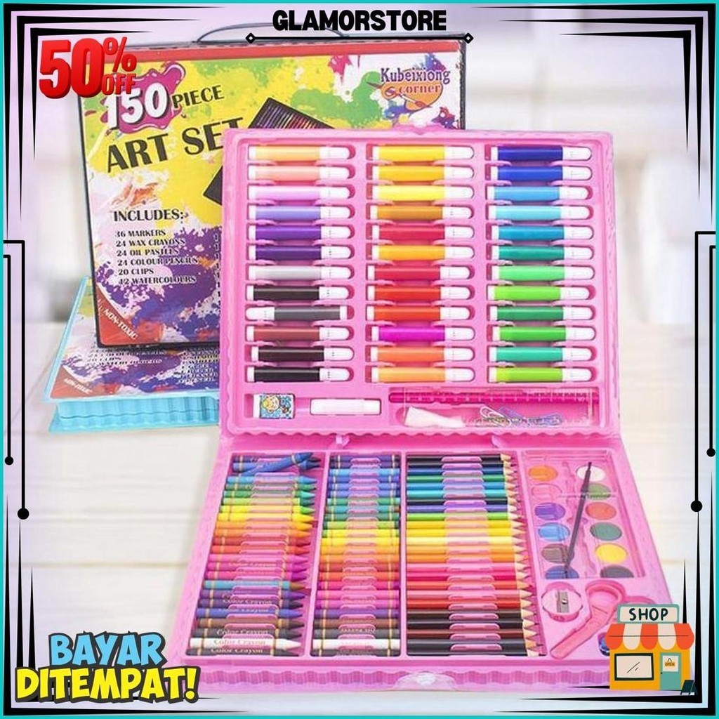 

Crayon Set 150Pcs Anak Cat Air Mewarnai Anak Set Gambar Anak Mengganbar Anak Pensil Warna Set Cod