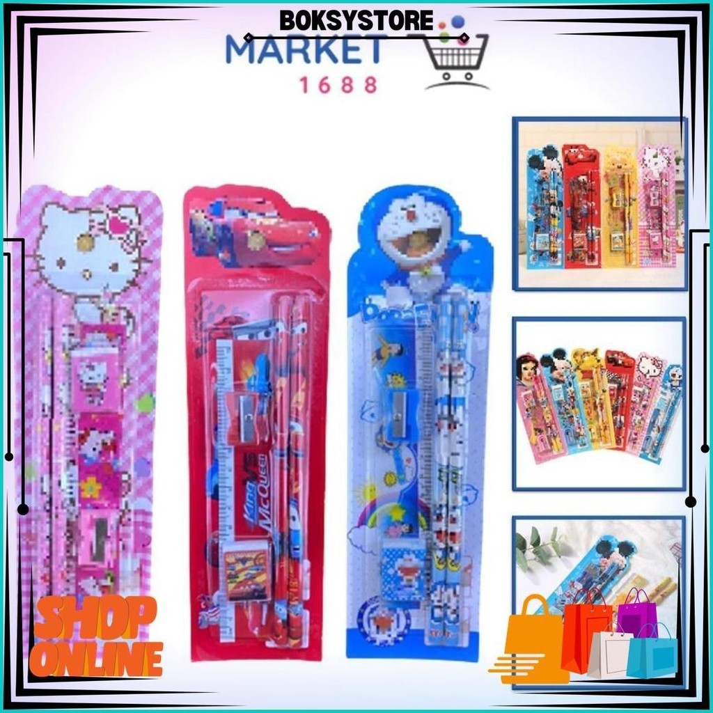 

Market1688 Stationery Set 5 In 1 Alat Tulis Anak Sekolah Penghapus Penggaris Pensil Serutan Karakter Lucu Gratis Ongkir