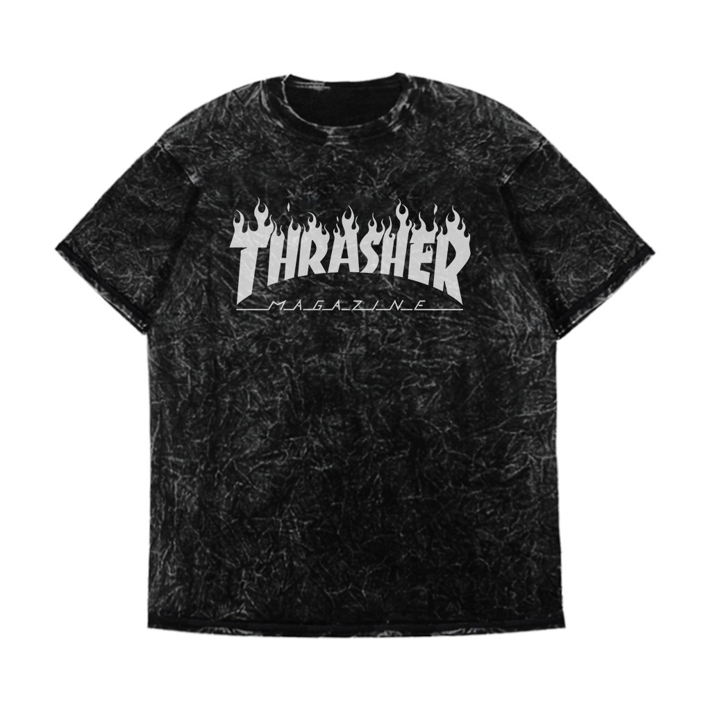 [Bahan halus dan Nyaman] [SANDWASH KAOS] T-shirt Reguler Thrasher Sandwash - Kaos Sandwash Metal