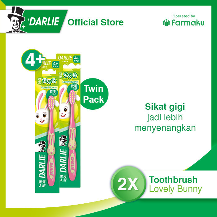 DARLIE Lovely Bunny Sikat Gigi Anak (Usia 4+ Tahun) - Twin Pack Isi 2 Pcs