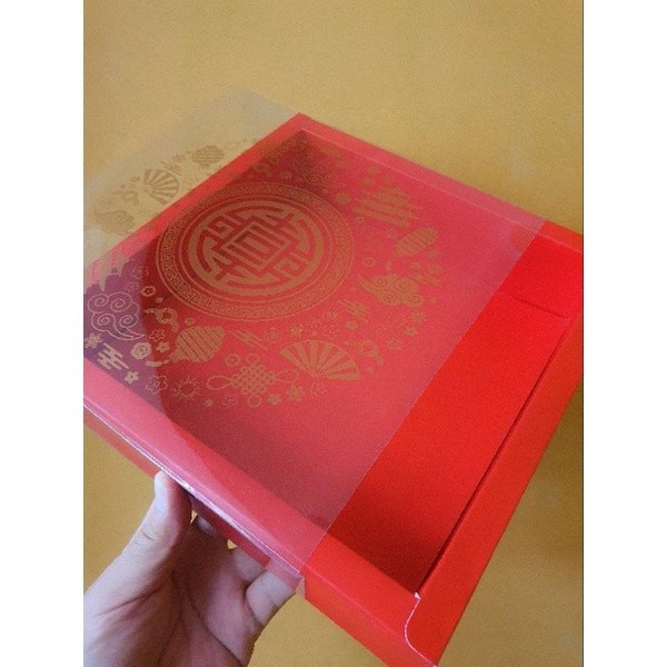 

5 pcs dus box kue keranjang motif imlek merah tanpa sekat 22 x 6 cm cake box kotak hampers packaging