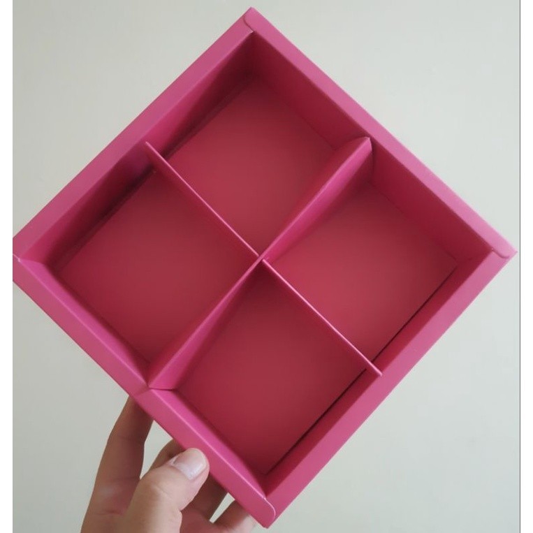 

5 pcs dus box cupcake brownies mika magenta polos sekat 4 uk 17 cm cake box kotak hampers packaging