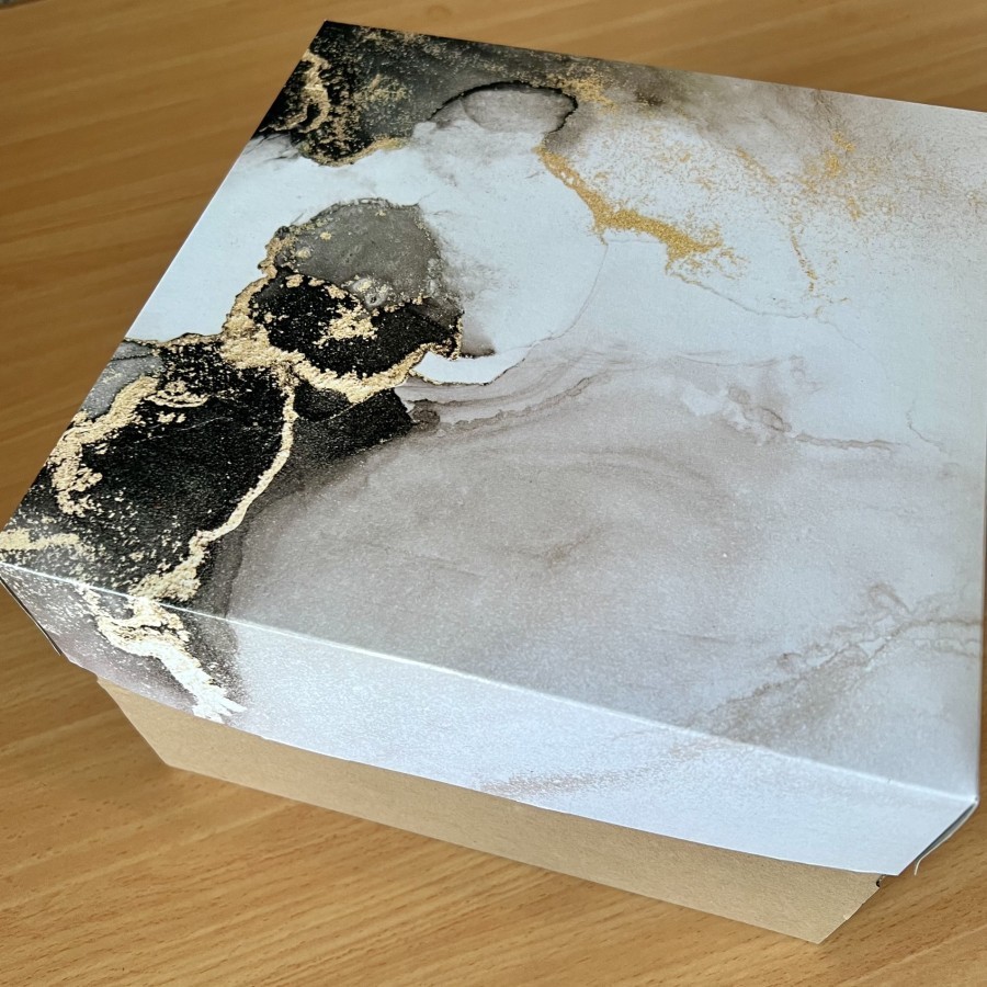 

5 pcs dus box tutup marble hitam alas coklat uk 22 x 22 x 10 cm box kotak hampers packaging kardus kemasan kue hantaran bolu chiffon