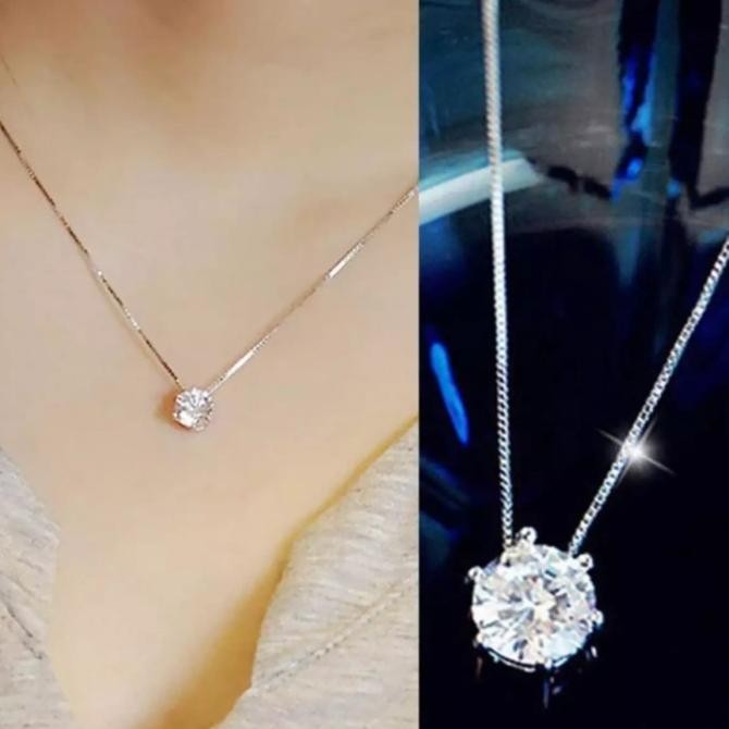 Zircon Rhinestone Choker Necklace Shine Silver Accessories