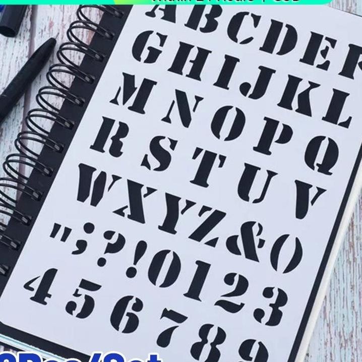 

12Pcs/Set Ggaris Cetakan Huruf Angka Ggaris Sablon Stensil Huruf Alfabet