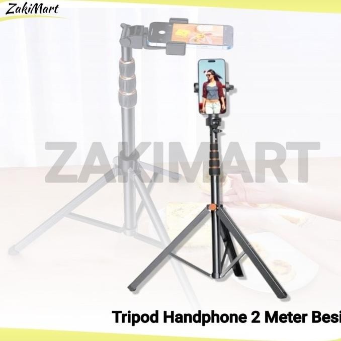 Tripod Handphone 2 Meter Besi - Tripod Kamera Tripod Tongsis Ringlight