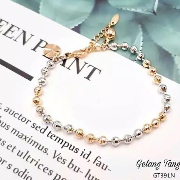 Gelang Tangan Wanita Model Biji Lada Kombinasi Lapis Emas Imitasi