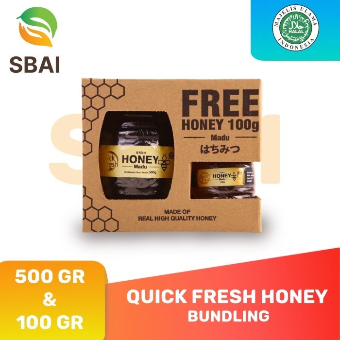 

Ready [PAKET BUNDLING] Quick Fresh Honey / Madu Murni 500GR + 100GR Jar