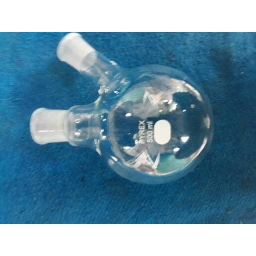 Labu Didih 2 Leher liling Flask 2 Neck, 250 ml, Pyrex