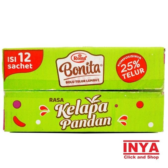 

Roma Bonita Bolu Telur Lembut Rasa Kelapa Pandan 12x30gr BOX