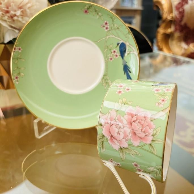 [Garansi] Tea Cup Saucer Narumi Queen Garden 4 Set Red Green Mewah Cantik Cangkir