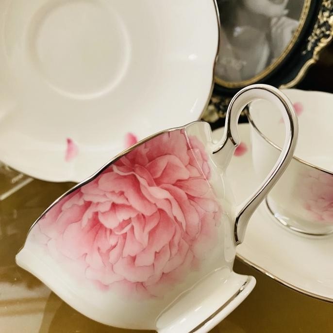 [Promo] Tea Cup Saucer Narumi Peonia 2 Set Mewah Cantik -Cangkir Tatakan