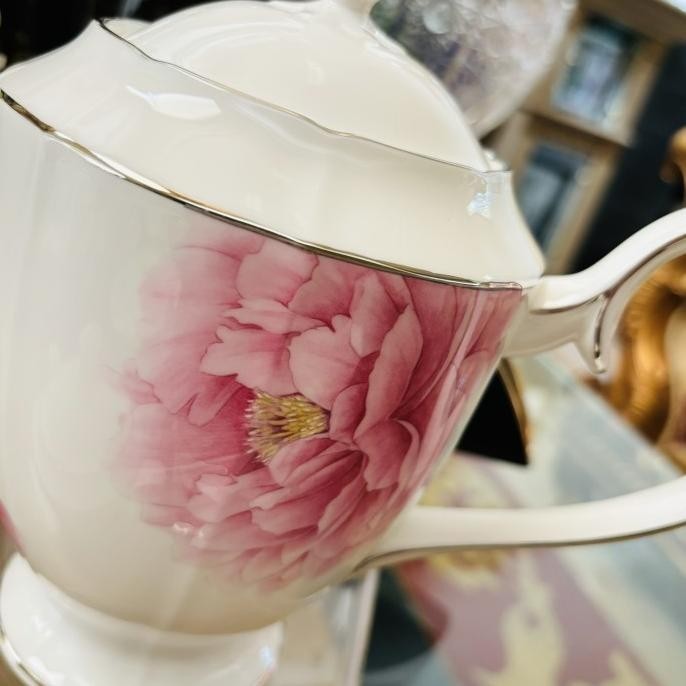 [Ready] Tea Pot Set Creamer Sugar Tea Cup Saucer Narumi Pionia Mewah Cantik