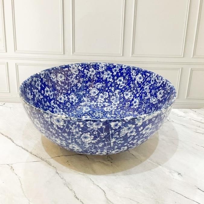 [Ready] Mangkok / Bowl Keramik Biru Putih Sakura Jumbo