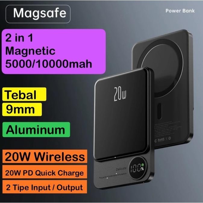 Powerbank Wireless Magsafe Battery Pack Iphone 10000Mah Magnetic