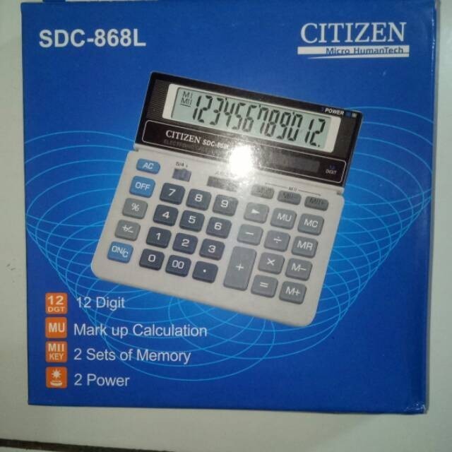 

Ready Kalkulator citizen SDC-868L electronic 12 digit-abu-abu