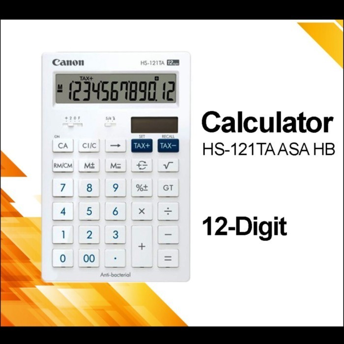 

Ready KALKULATOR CANON HS-121TA ASA HB 12 DIGIT ANTI BACTERIAL DESKTOP