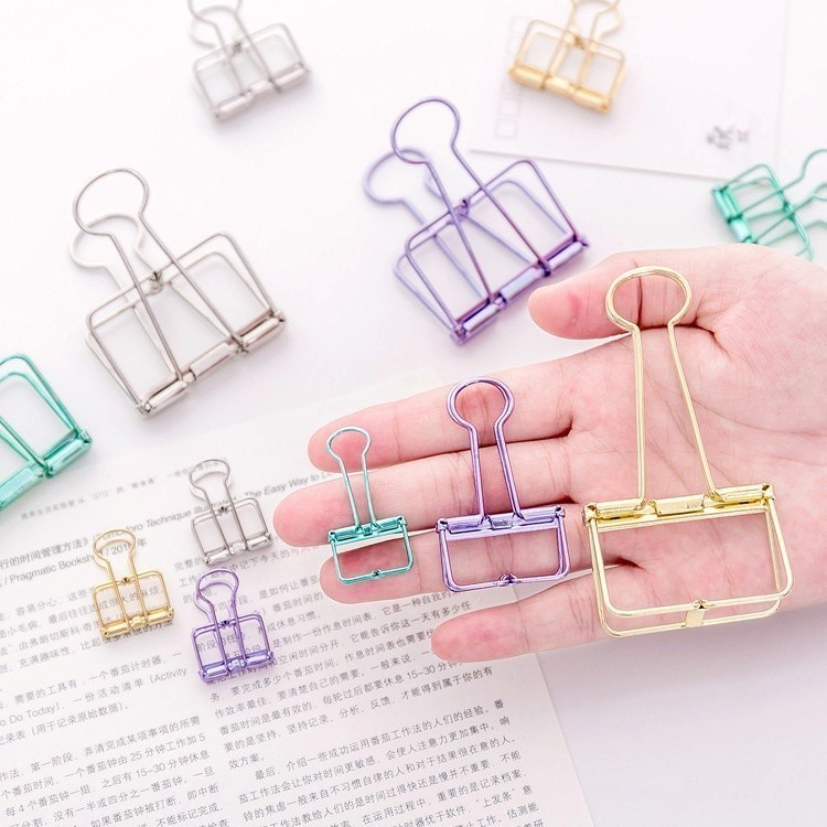 

OST Penjepit Kertas Binder Clips Large Medium Small Office Study Paper Clip Besi Warna-Warni Klip Penjepit Buku Bahan Metal