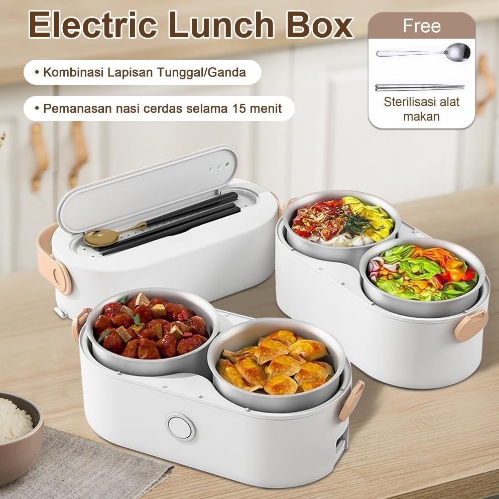 Electric Lunch Box Kotak Makan Listrik Portable 2 Liter Panci Listrik Multifungsi Rice Cooker Penana