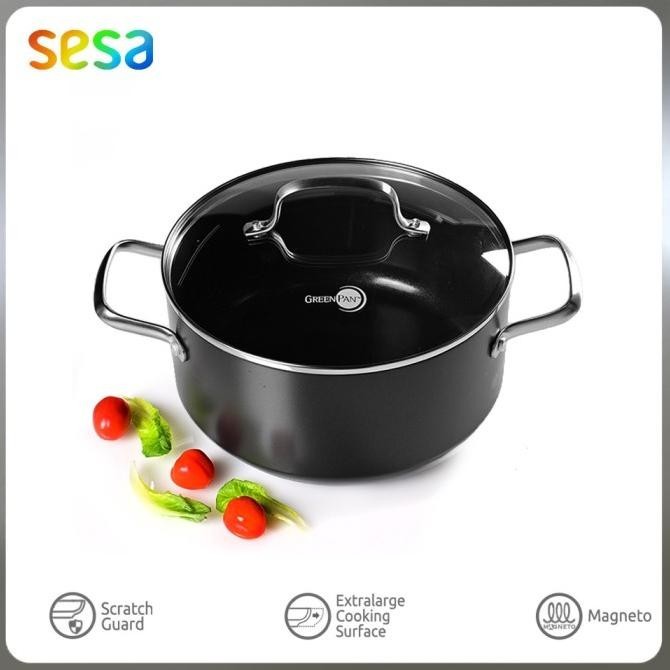 [Promo] Greenpan Copenhagen Black Covered Casserole 24Cm | Panci Anti Lengket