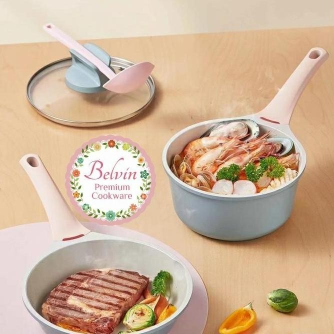 [Ready] Belvin Cookware Panci Set Keramik Mpasi Baby Bayi Fry Sauce Pan Kukus