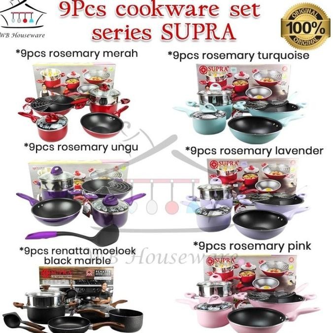 [Promo] Panci Set / Panci Set 9Pcs Supra / Cookware Set 9 Piece Supra Rosemary