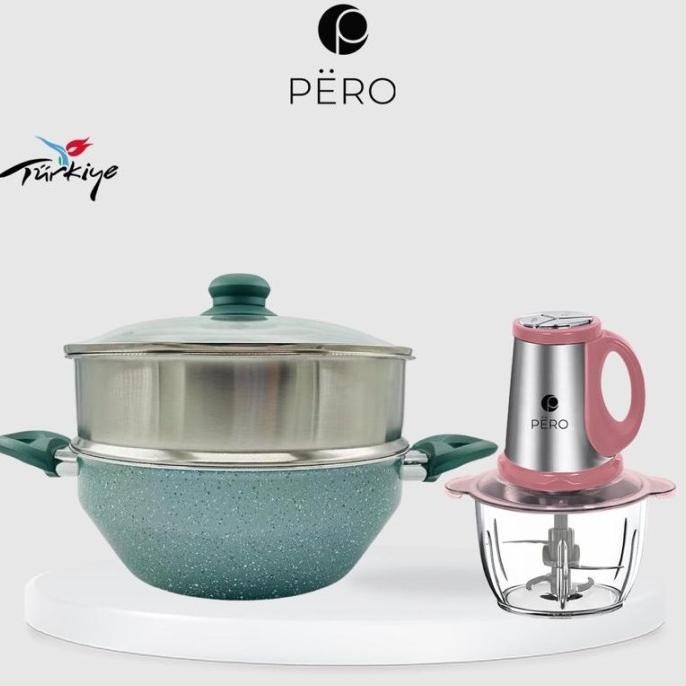 [New] [Paket Hemat] Pero Bundling Woky Pot 24Cm + Steamer & Multifunction