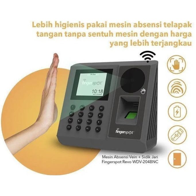 [Ready Stock] Fingerspot Revo Wdv 204Bnc Mesin Absensi Telapak Tangan