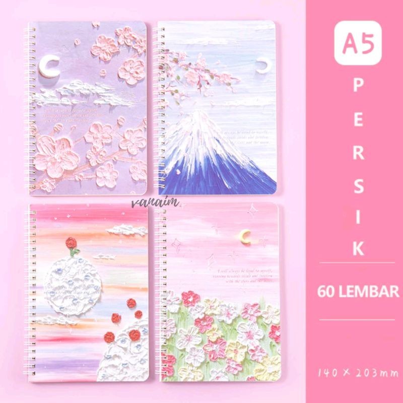 

- Buku Tulis A5 Spiral | Catatan Notebook Ring A5 | Buku Agenda Journal | Buku Aesthetic