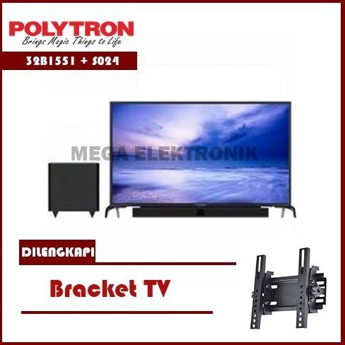 [Baru] Polytron Pld 32B1551 + S024 Led Tv 32 Inch Cinemax Soundbar Free Brack