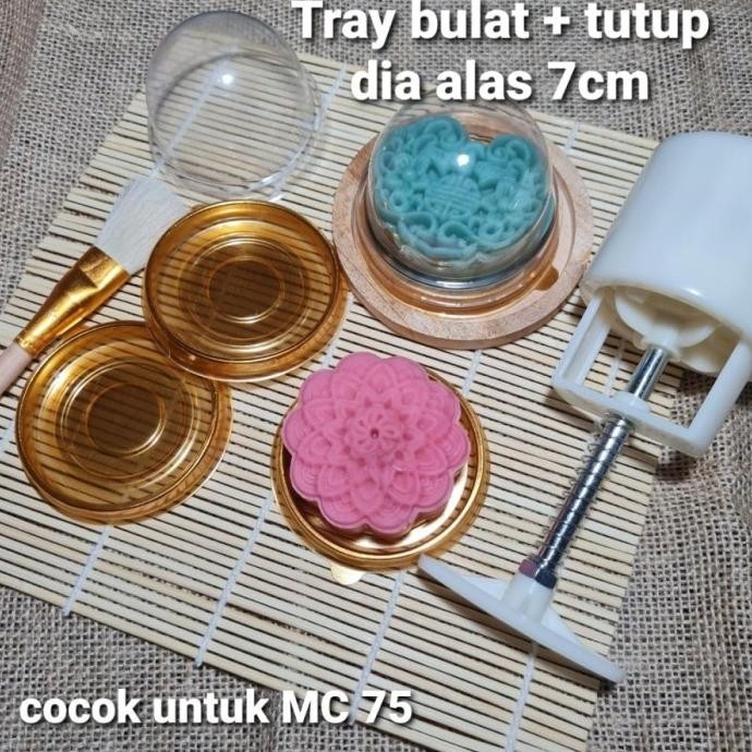 Tray Mika Mooncake Bulat Gold Tray Bulat Gold Packaging Kue Bulan 7 cm