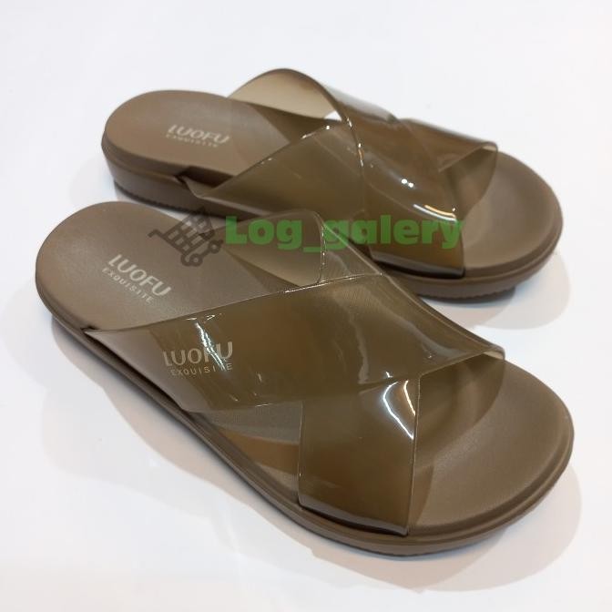 Sandal Selop Silang Karet Jelly Wanita | Luofu E-7189