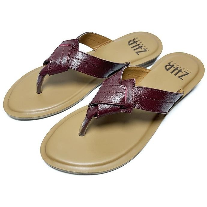 Sandal Kulit Wanita Jepit Ketupat Bahan 100% Kulit Sapi Asli Zhr Garut