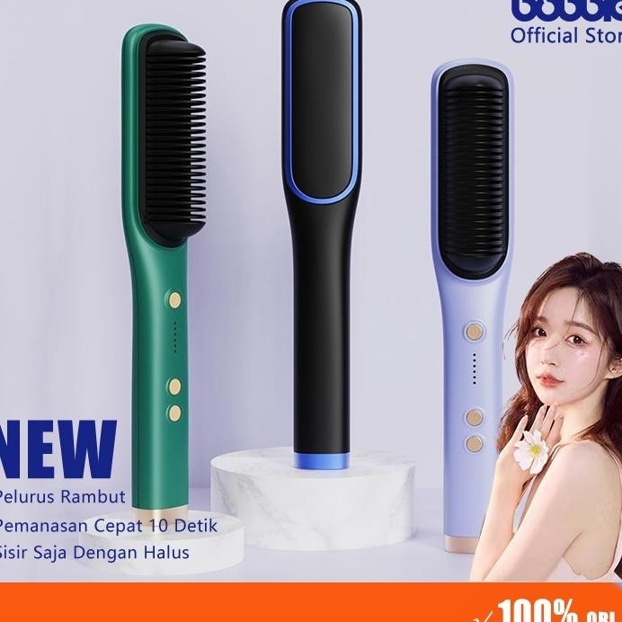 Bobbie Sisir Pelurus Rambut Elektrik Alat Geriting Pelurus Rambut Sisir Elektrik 2-In-1