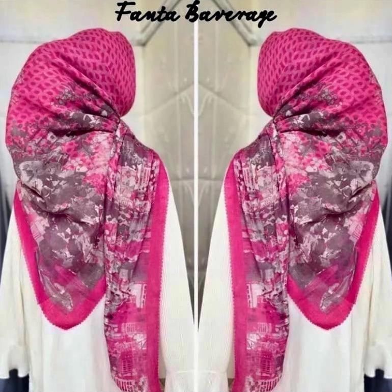 dvc-78 Hijab Voal Motif Premium Pink Fanta/ Hijab Voal Segi Empat/ Jilbab Segi Empat Pink Fanta Prem