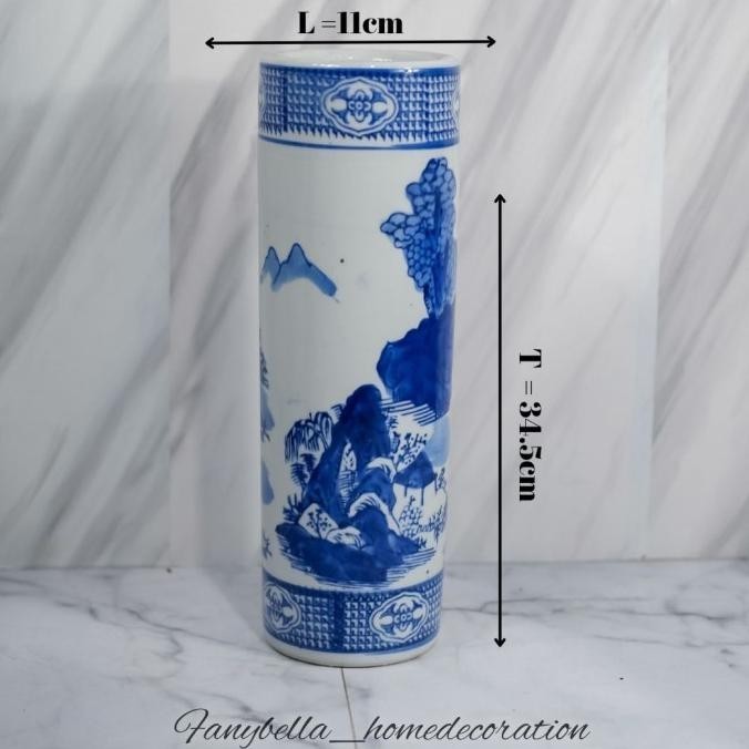 Gra Termurah Tempat Payung Keramik Guci Vas Bunga Keramik Porselen Biru