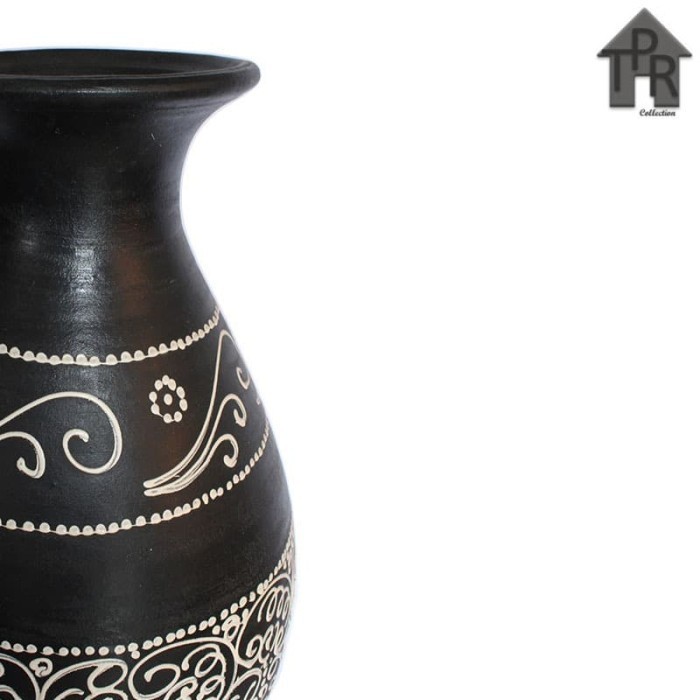 Gra Guci Batik Besar Vas Batik Pcg Hitam Putih - T100