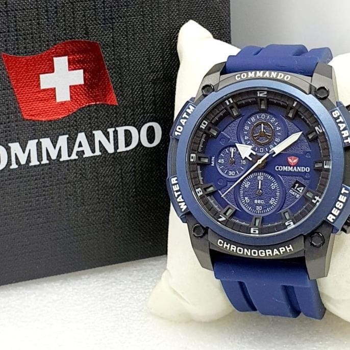 [Ready Stock] Commando Chrono Jam Tangan Pria Strap Karet Warna 7004 Original