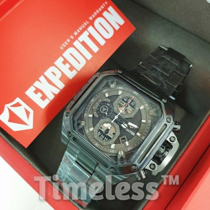 [Garansi] Jam Tangan Pria Expedition E 6812 M Black Steel