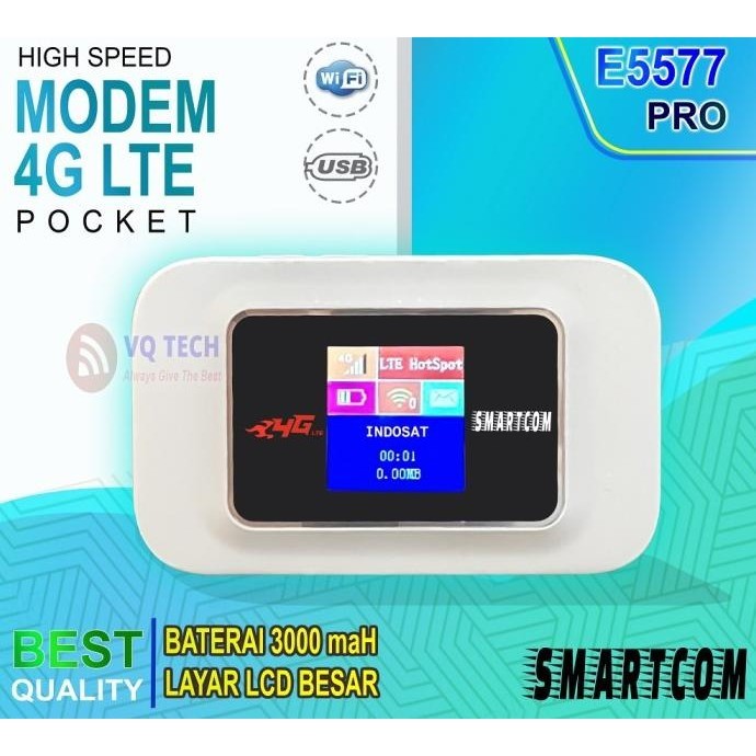 Modem Mifi Wifi 4G SMARTCOM E5577 PRO 3000 mAh Unlock All Operator