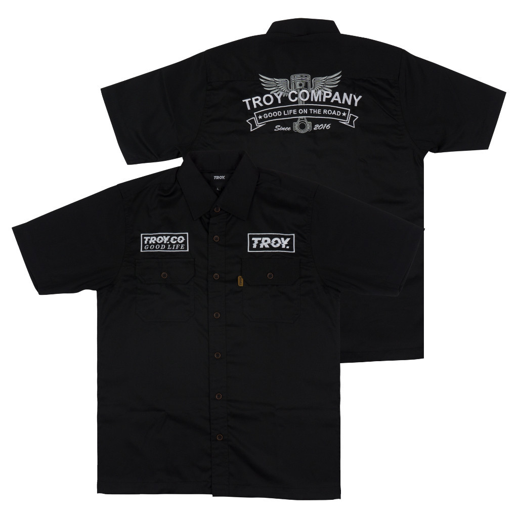 Troy Company Workshirt Workwear Engineers Black Piston - Kemeja Kerja Work Shirt Hitam WSD 2568