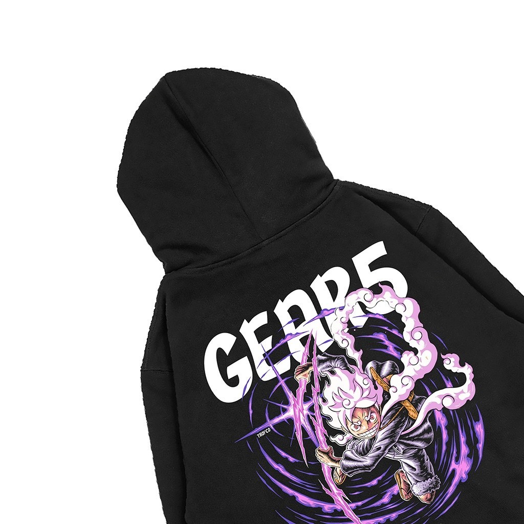 Troy Company Hoodie Hitam One Piece Luffy Gear Five KH 2380