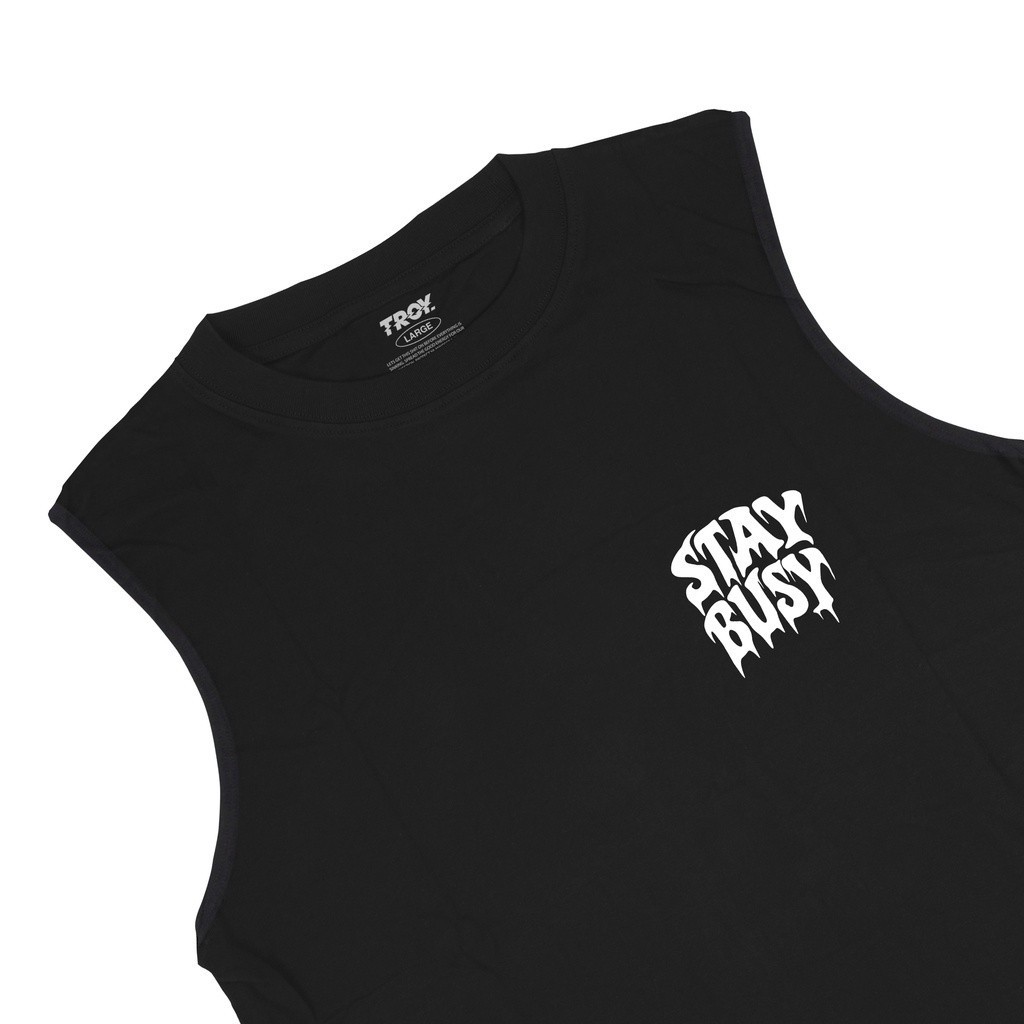 Troy Company Tshirt Singlet Black Stay Busy Flat - Kaos Pria Tanpa Lengan Hitam TS 2223