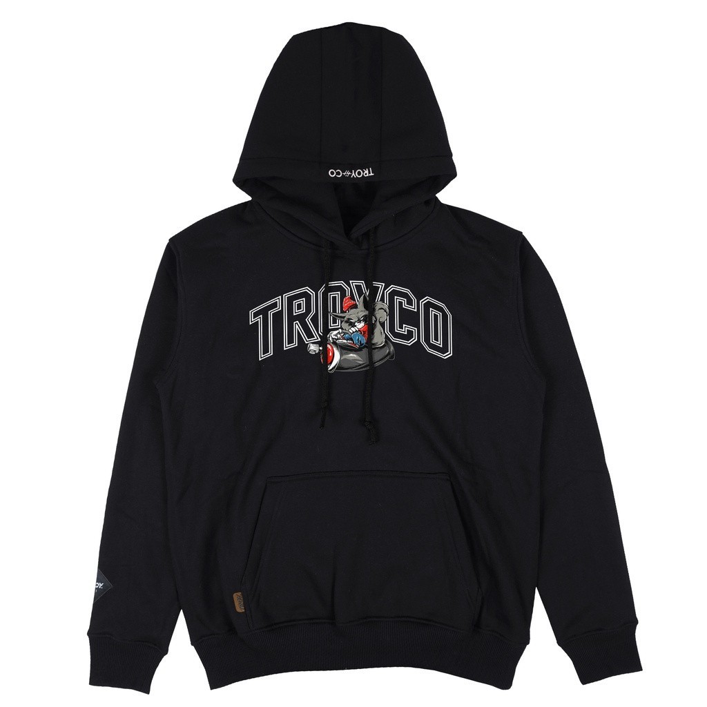 Troy Company Sweater Hoodie Black Racoon Pilox - Hoodie Pria Hitam KH 2115