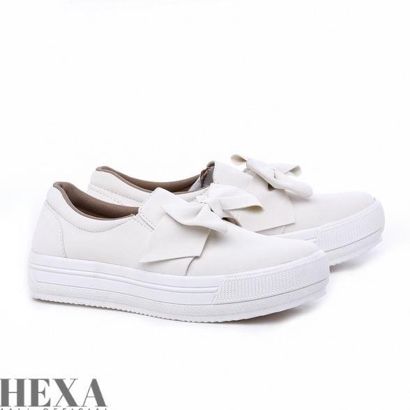 Sepatu Casual Wanita Sneakers Slip On Selop Putih Tanpa Tali Original