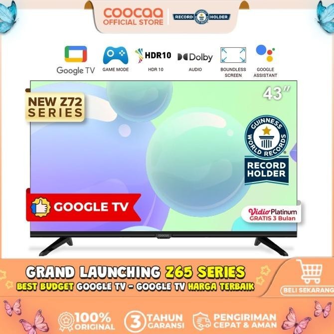 [Google TV] COOCAA 43 Inch Smart LED TV - Flicker Free (COOCAA 43Z72)