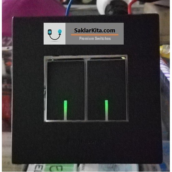 Panasonic Style Black Iluminasi Saklar 2 Gang
