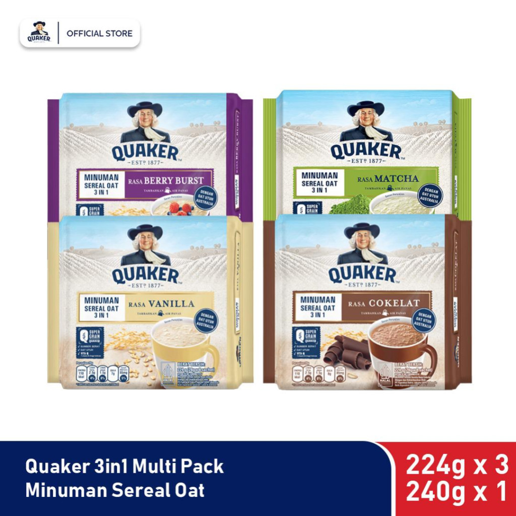 

Quaker 3in1 Minuman Sereal Oat Multi Pack Semua Rasa