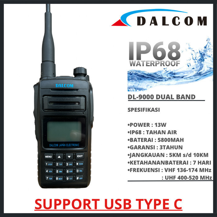 ht dalcom japan dl-9000 dual band handy talky waterproof