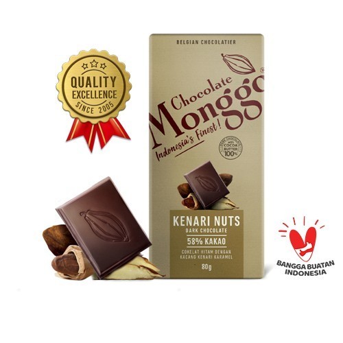 

Ready Chocolate Monggo Dark Chocolate 77% Cocoa 80g Coklat Murni Premium